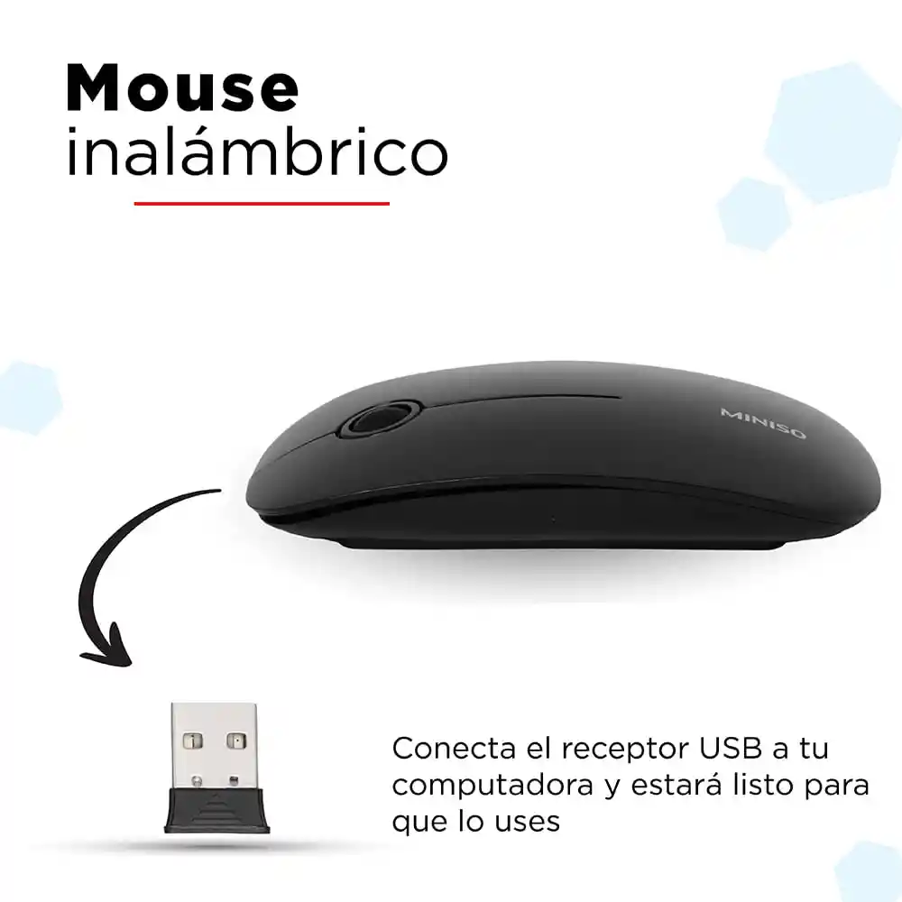 Miniso Ratón Inalámbrico Ultrafino Elegante Negro