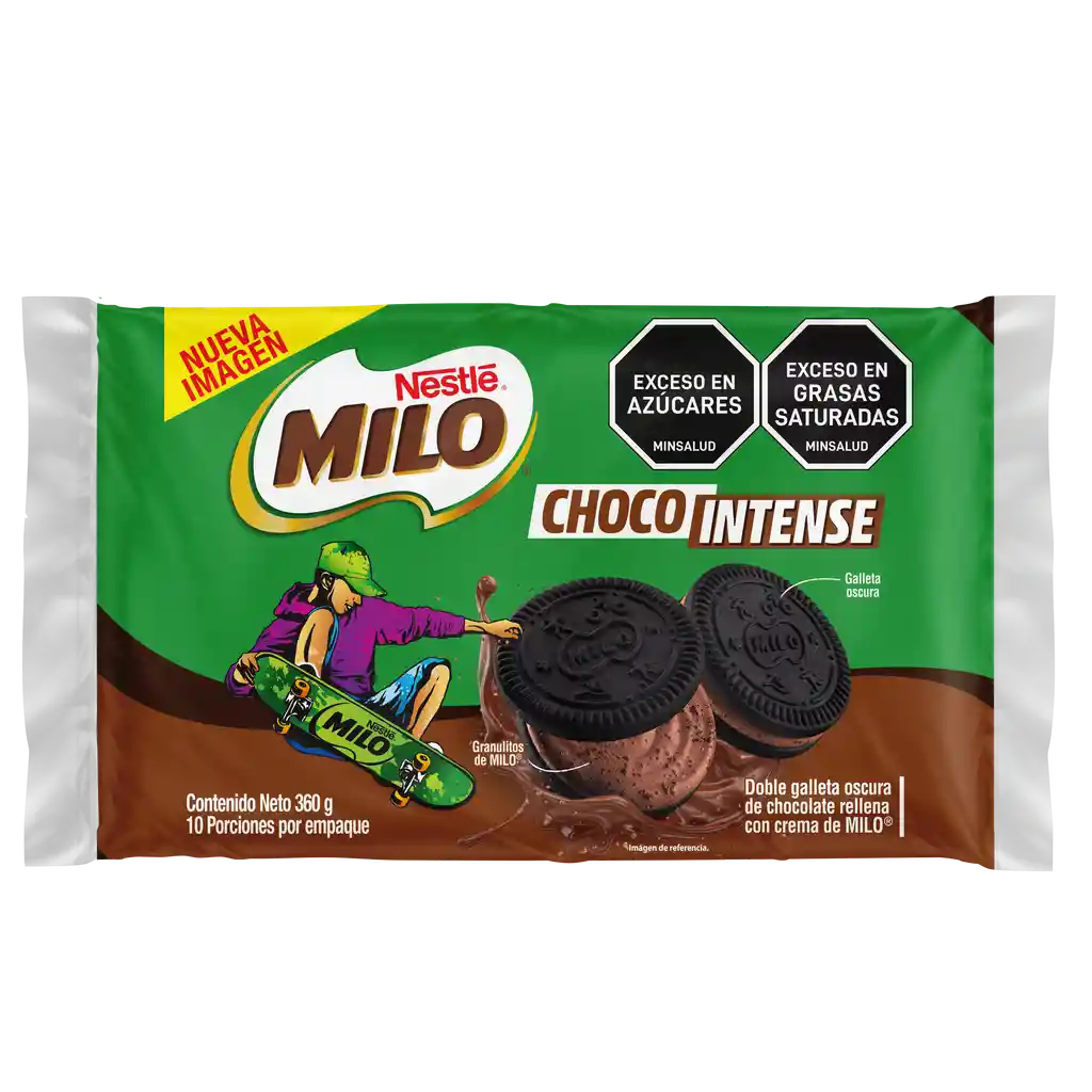 Galletas MILO Choco Intense con granulitos de MILO 10 Unds x 360g