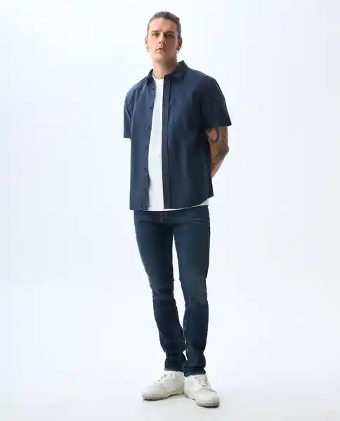 Camisa Hombre Azul Talla M 811G005_AZU194024 Americanino
