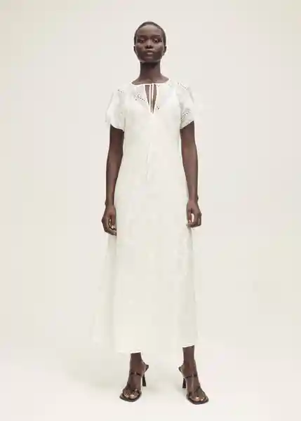 Vestido Moss Blanco Talla S Mujer Mango