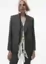 Blazer Americana Espy Gris Talla M Mujer Mango