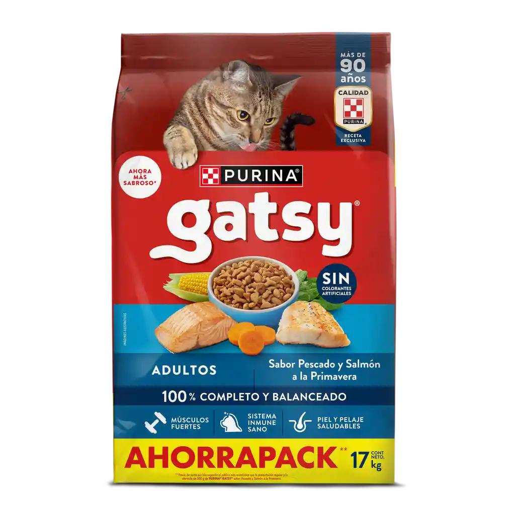 Comida para Gatos Purina Gatsy pescado y salmón 17kg