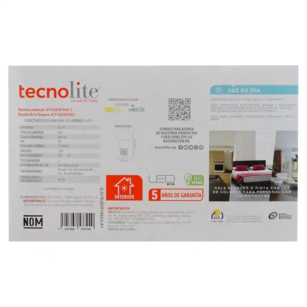 Tecno Lite Pack Focos Led 8.5W