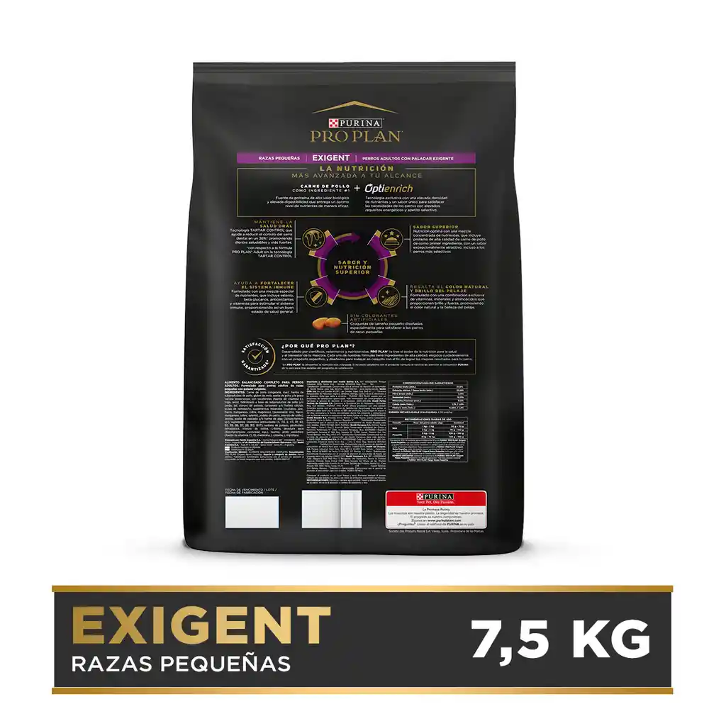 Comida para perros adultos paladares exigentes razas pequeñas Purina Pro Plan x 7,5 kg