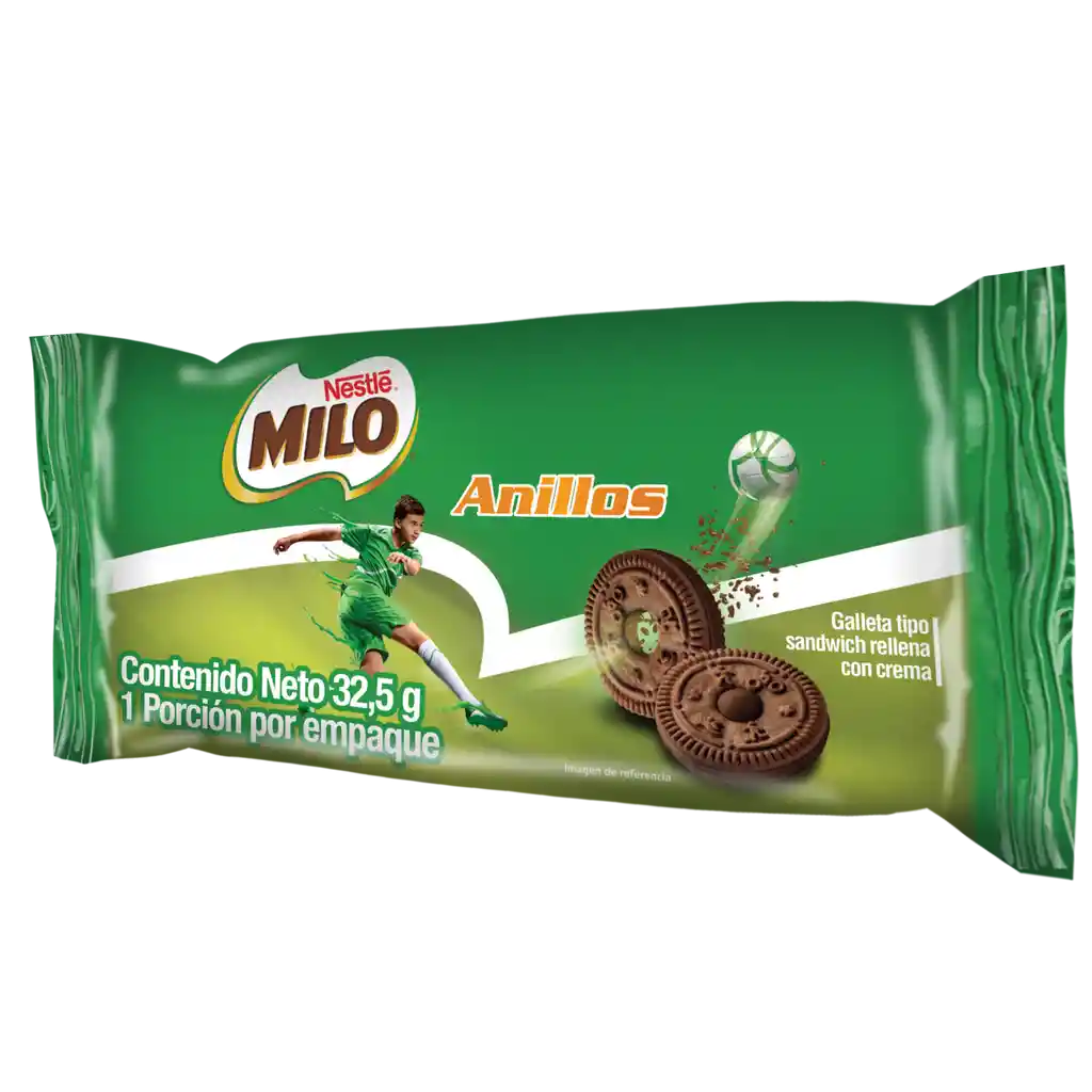 MILO Anillos galletas tipo sándwich rellenas con crema x 32,5g