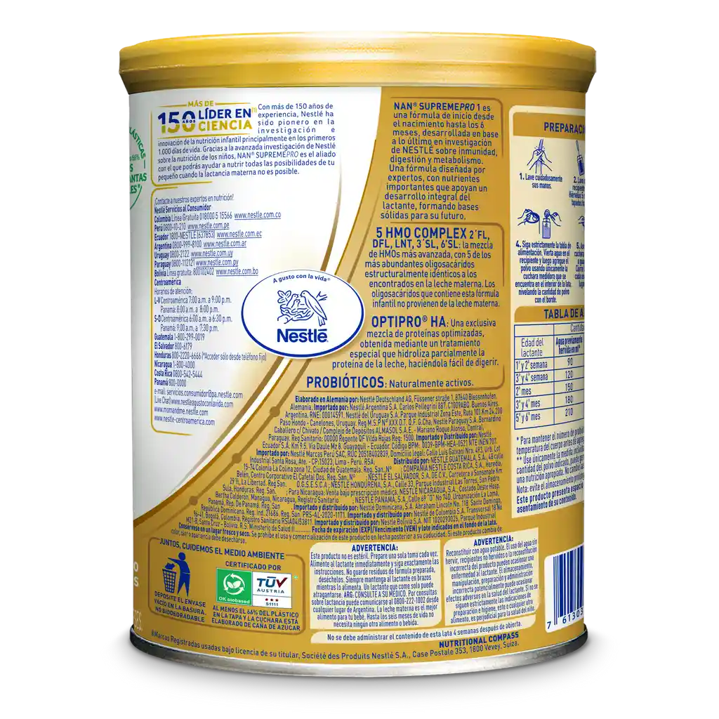 Fórmula infantil NAN SUPREMEPRO Etapa 1 x 400g