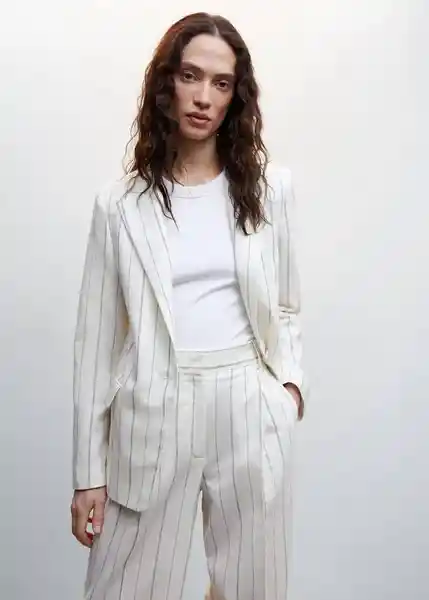 Blazer Americana Sophie Offwhite Talla 24 Mujer Mango