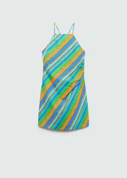 Vestido Stripi Azul Talla M Mujer Mango