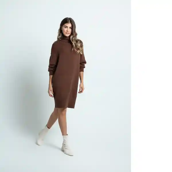 Vestido Café Barbecho Oscuro Talla S 579E005 Naf Naf