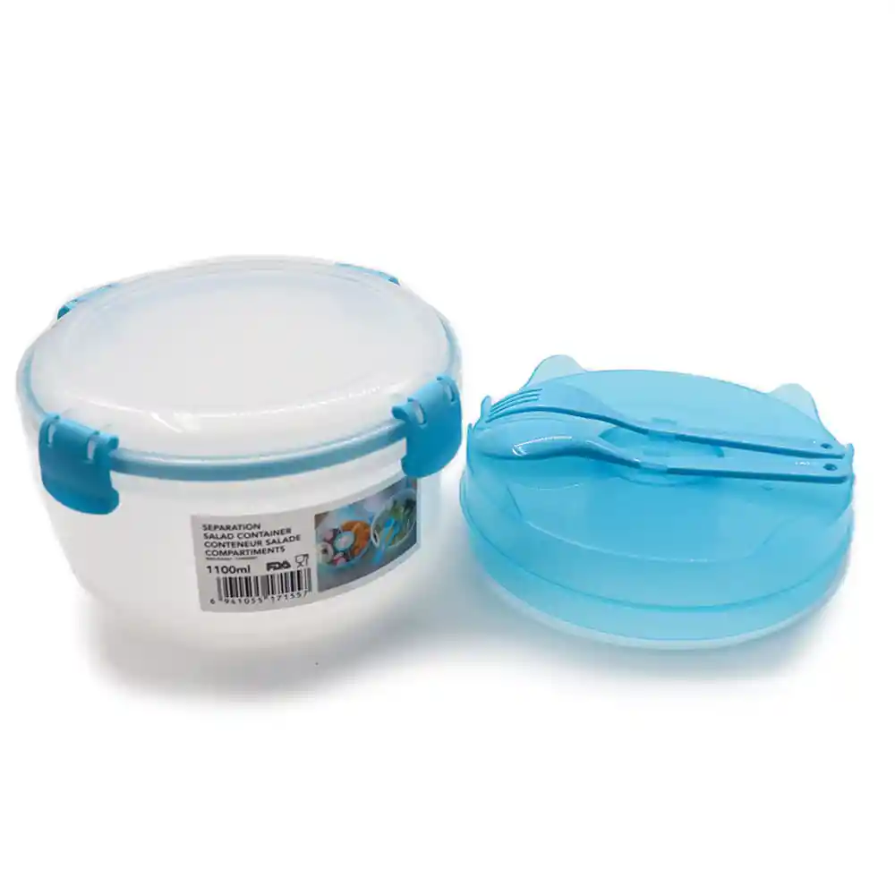 Miniso Recipiente Para Ensalada Con Separador Grande Azul