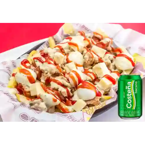 Combo Salchipapa Super Jim + Cerveza Costeña Bacana