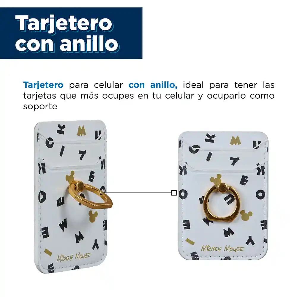 Tarjetero Para Celular Stick On de Mickey Letters Mouse Miniso