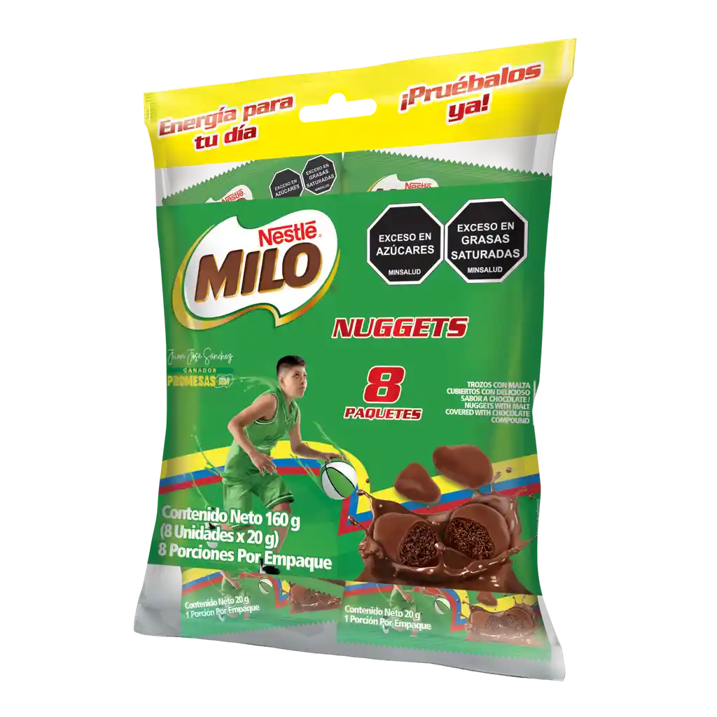 MILO NUGGETS cubiertos con sabor a chocolate 8 Unds x 160g
