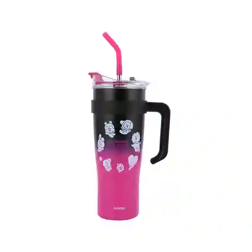 Vaso de De Pared Simple Con Asa Serie Bt21 Rosa Miniso