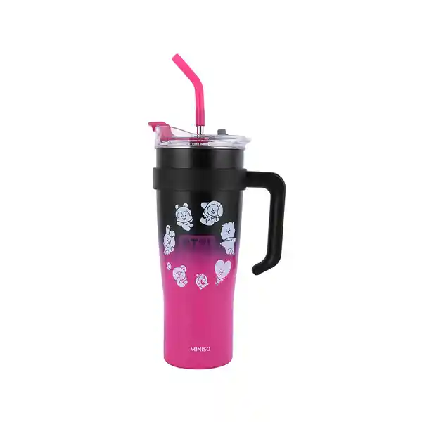 Vaso de De Pared Simple Con Asa Serie Bt21 Rosa Miniso