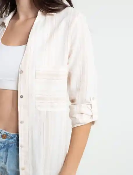  Camisa Roberta Crudo Marfil Claro Mujer Talla L Naf-Naf 