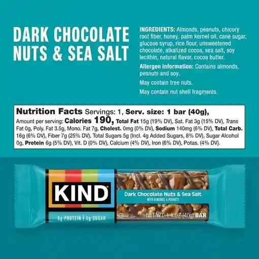 Barras de Nueces Con Chocolate Negro y Sal Marina - Kind