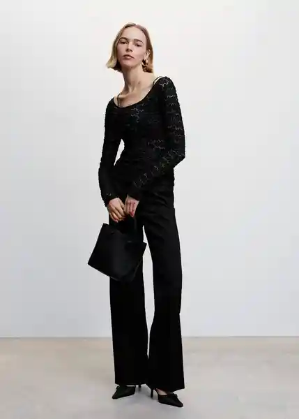 Camiseta Sam Negro Talla S Mujer Mango