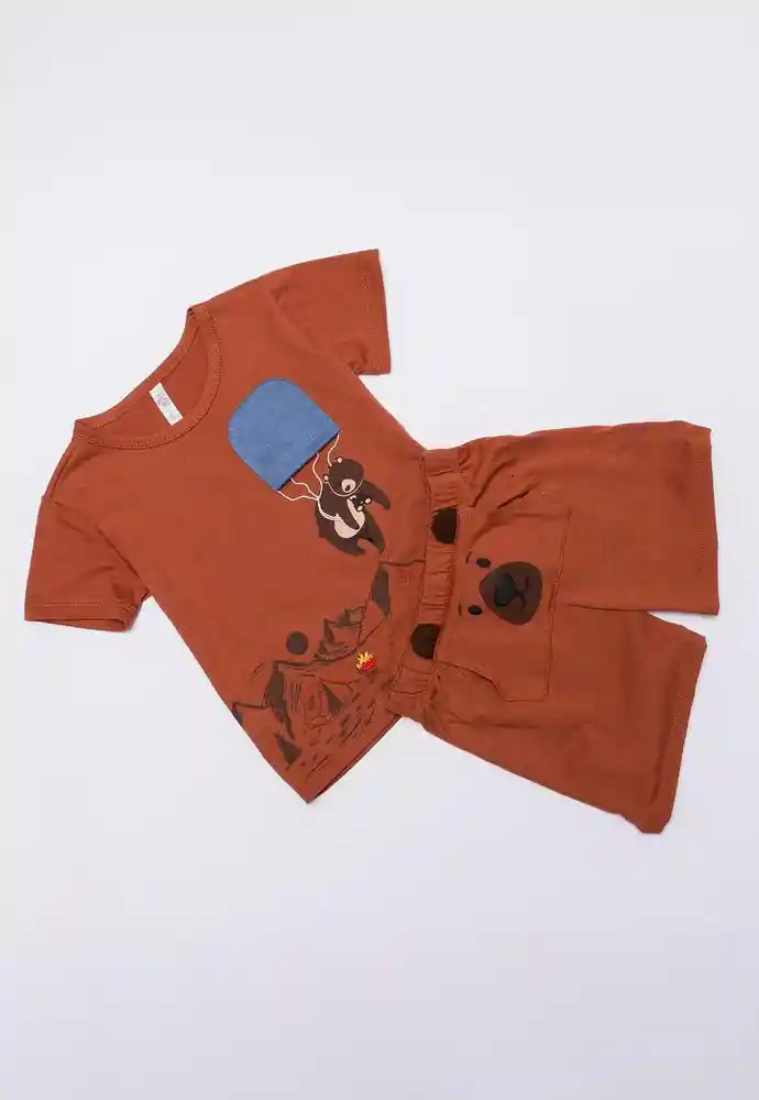 Pijama Dos Piezas 6/9 Meses-cafe