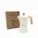 Cafetera Moka 6 Tazas Blanca Mango En Madera
