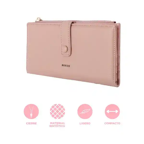 Cartera Larga Para Mujer Rosa Serie Miniso