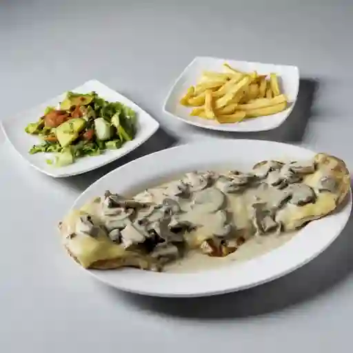Pechuga Gratinada en Champiñón