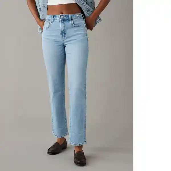 Jean Straight Mujer Azul Talla: 00 Regular American Eagle