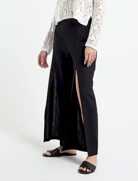  Pantalon Plinio Mujer Negro Puro Ultraoscuro Talla M Naf-Naf 