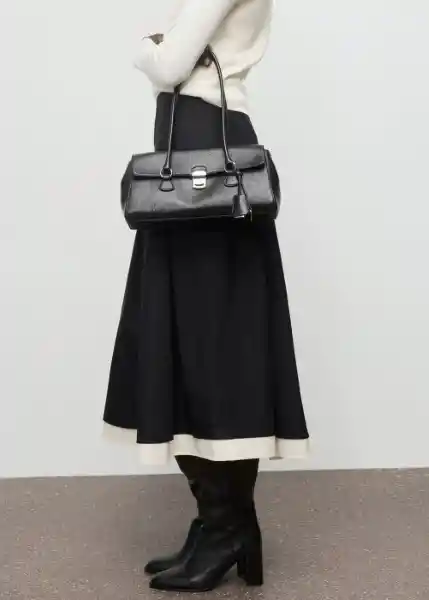 Falda Olivia Negro Talla 40 Mujer Mango