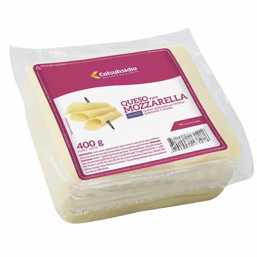 Colsubsidio Queso Mozzarella Tajado