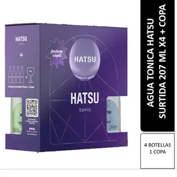 Hatsu Pack Agua Tónica Surtida Con Copa 207 mL x 4 Und