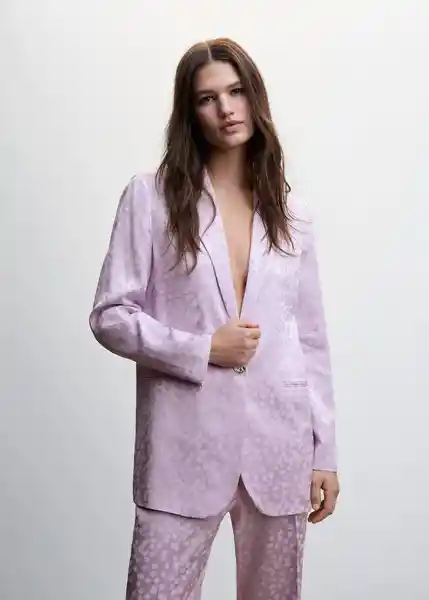 Pantalón Topete Malva Talla 36 Mujer Mango