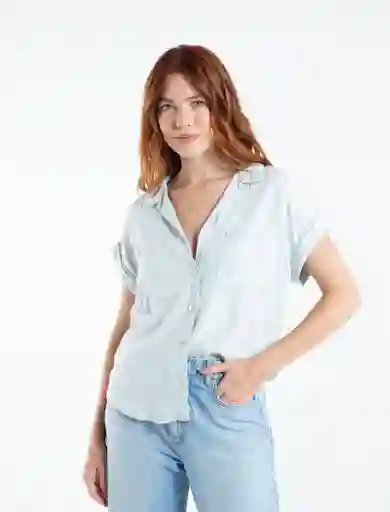 Camisa Martina Mujer Azul Índigo Medio L 710C509 Naf Naf