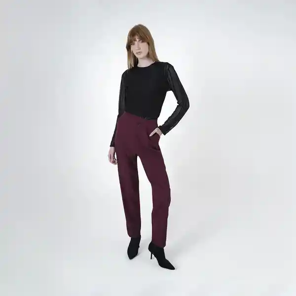 Pantalón Recto Pretina Asimétrica Rojo 6 Fuera de Serie