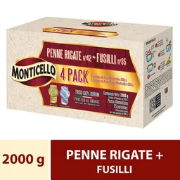 Monticello Pastas Fusilli y Penne