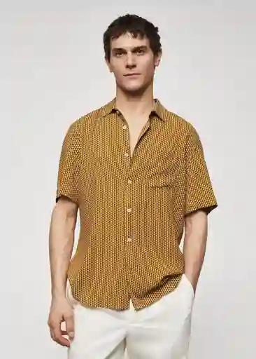 Camisa Cabo Ocre Talla XL Hombre Mango