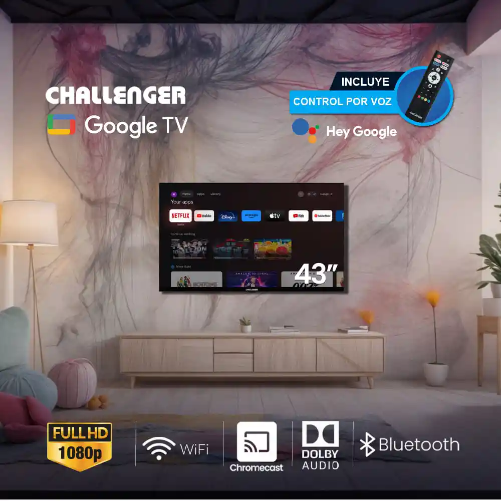 Televisor Challenger 43 Pulgadas Led Fhd Bt Google Tv 43kg84