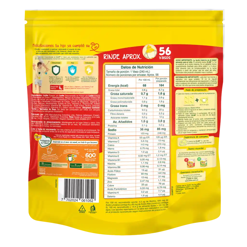 Alimento lácteo KLIM 1+ x 2000g