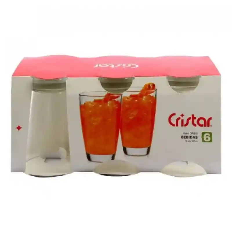 Cristar 6 Vasos Oasis en Vidrio 387 mL 0680Cl6
