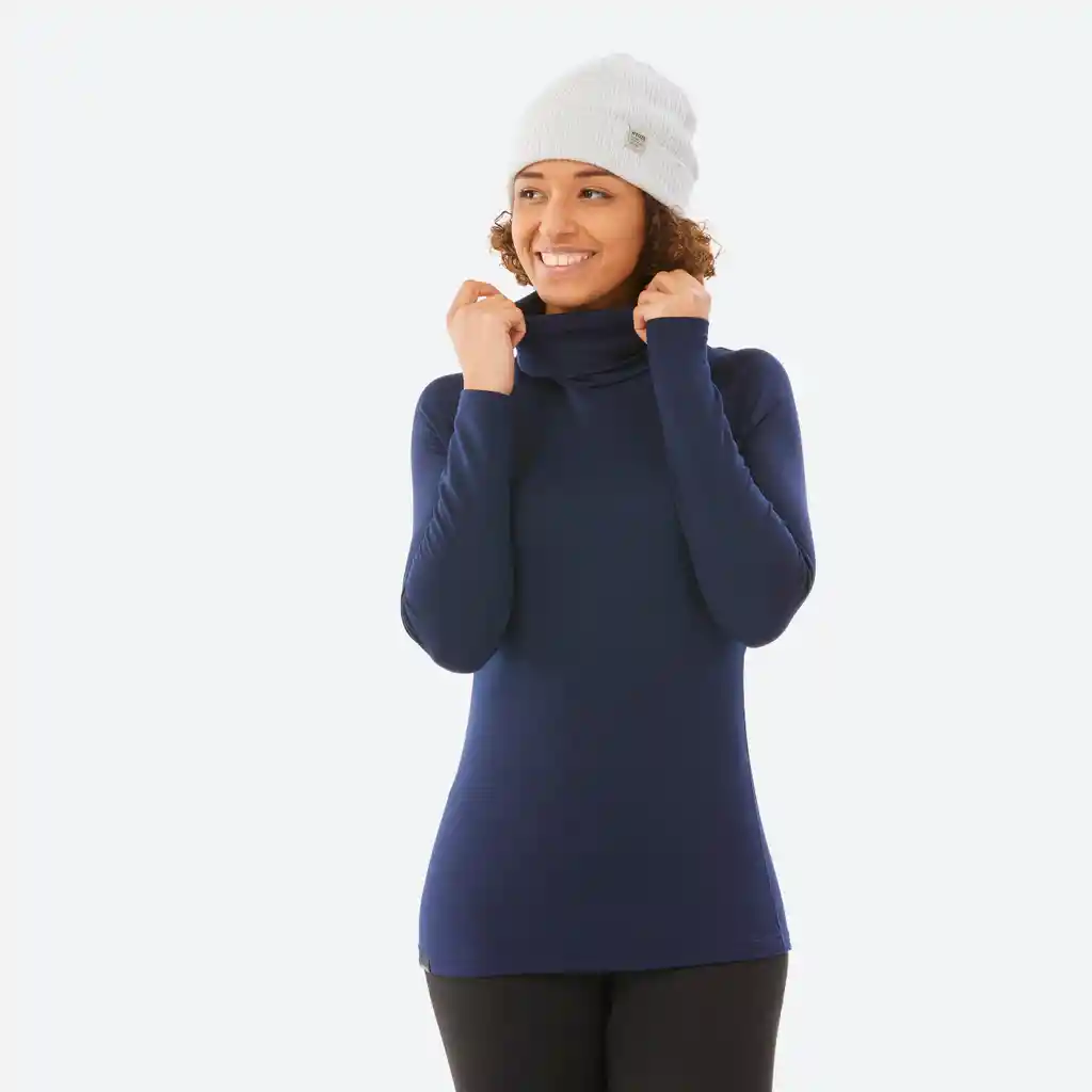 Camiseta Térmica de Esquí Mujer Bl 520 Cuello Alto - Negro