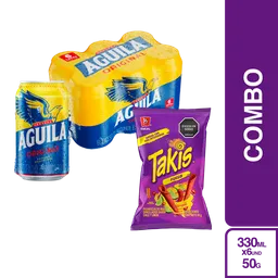 Combo Takis Snack Fuego + Aguila Cerveza Original 6 Und