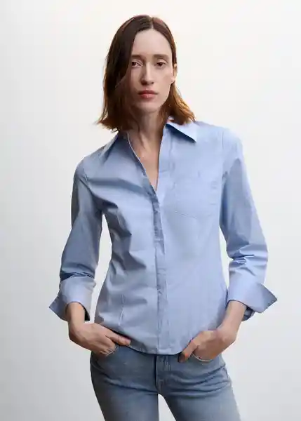 Blusa Planita-H Celeste Talla XS Mujer Mango