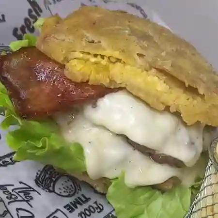Hamburguesa de pátacon sencilla