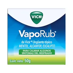 Vick VapoRub Ungüento Ayuda a calmar algunos síntomas del resfriado común con mentol eucalipto y alcanfor Tarro con 50g