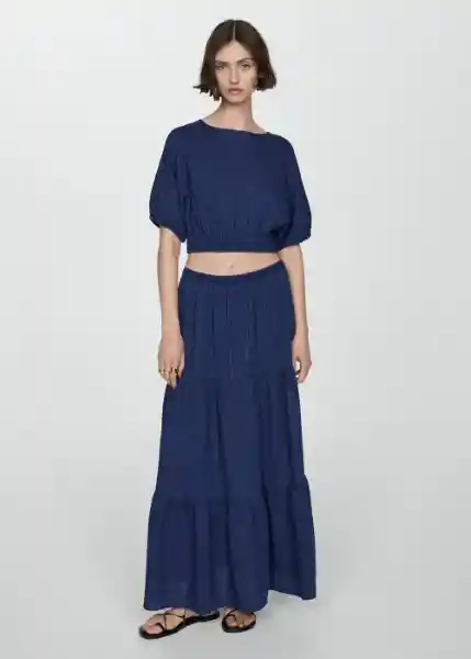 Falda Indie Azul Noche Talla S Mujer Mango