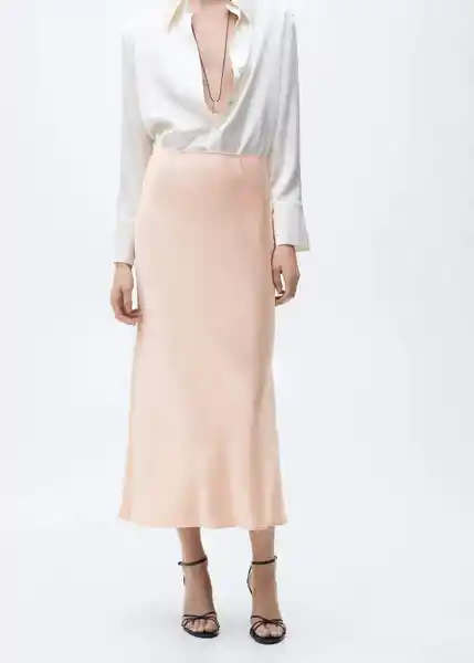 Falda Mia2 Salmón Talla L Mujer Mango