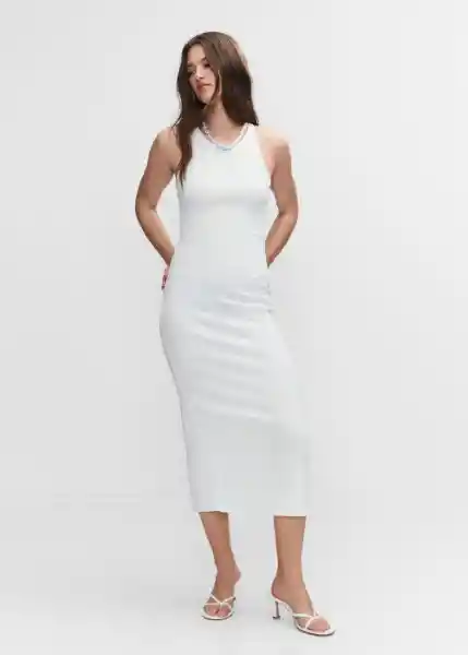 Vestido Lia Off White Talla M Mujer Mango