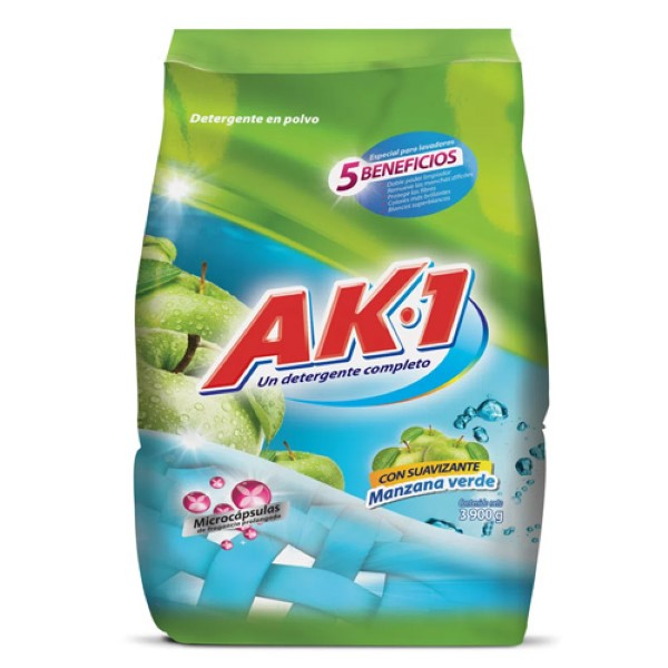 Ak1 Detergente en Polvo Aroma Manzana Verde 3900 g