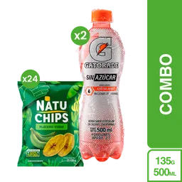 Combo Gatorade Fresa Kiwi Sin Auzcar + Natuchips Platano Verde