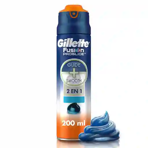 GILLETTE Fusion Proglide Gel de Afeitar 2 en 1 para Barba de 200mL Hidrata y Reduce la Irritación al Afeitarte con Máquina de Afeitar para Hombre